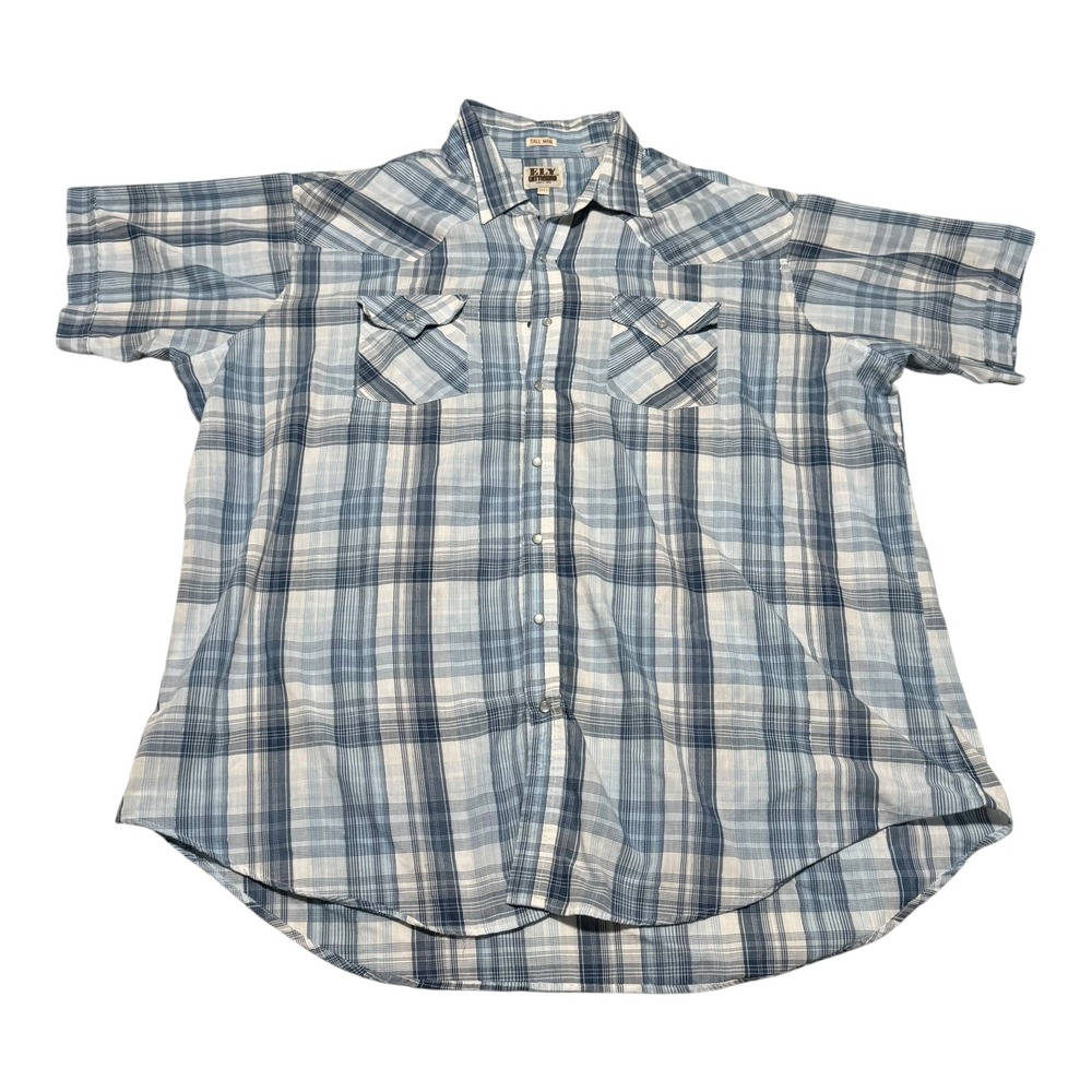 Ely Cattleman Tall‎ Man Plaid Pearl Snap Casual Button Down Men's 3XL Tall